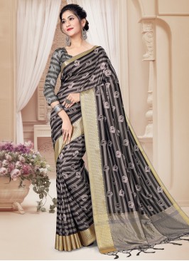Grey Color Printed Saree