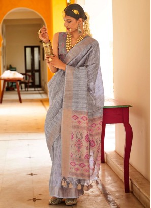 Grey Color Saree