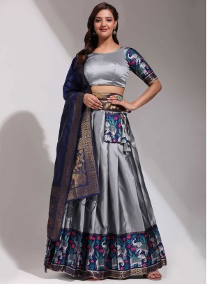 Grey Festival Silk Trendy Lehenga Choli