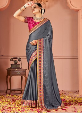 Grey Rangoli Traditional Saree