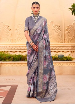 Grey Silk Contemporary Saree