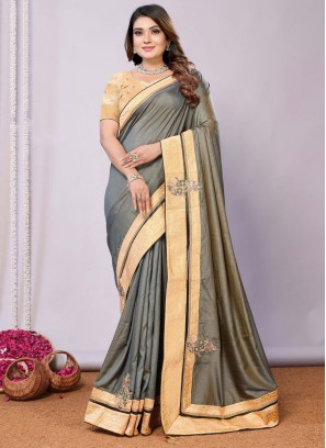 Grey Weaving Contemporary Saree