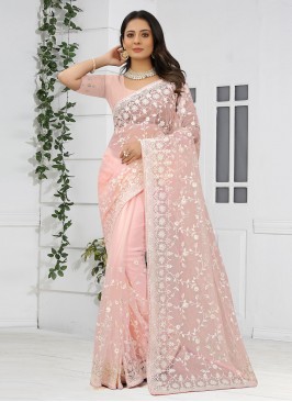 Gripping Net Embroidered Trendy Saree