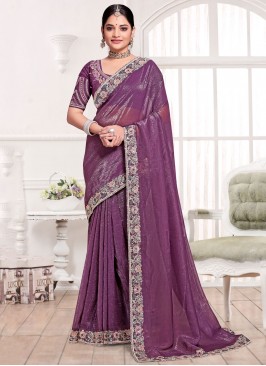 Gripping Purple Silk Trendy Saree