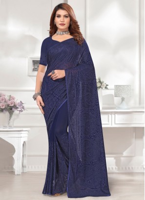 Groovy Georgette Embroidered Trendy Saree