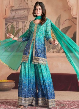 Groovy Multi Colour Embroidered Chinon Readymade Salwar Kameez