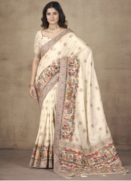 Groovy Zari Cream Pashnima Silk Trendy Saree