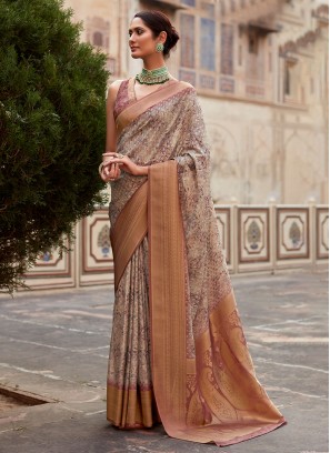 Handloom silk Woven Beige Classic Saree