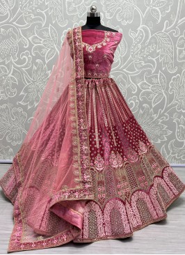 Haute Pink Velvet Trendy Lehenga Choli
