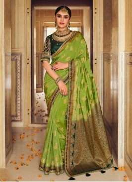 Heavenly Green Lace Classic Saree