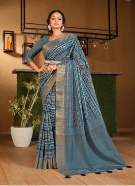 Honourable Blue Silk Designer Saree