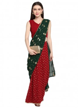 Honourable Red Print Contemporary Style Saree