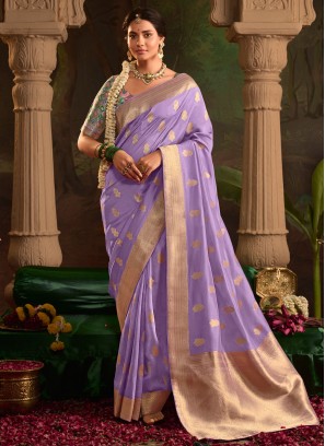 Honourable Silk Lavender Designer Saree