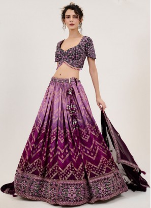 Honourable Zari Jacquard Purple Readymade Lehenga Choli