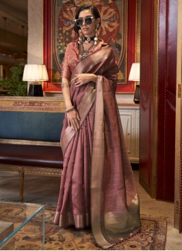 Hot Pink Color Classic Saree