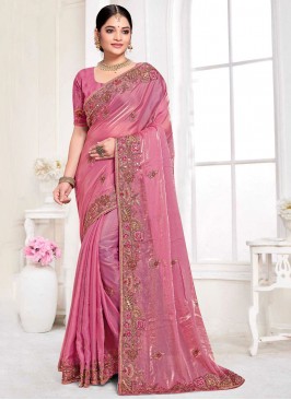 Hot Pink Color Traditional Designer Saree