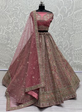 Hot Pink Net Trendy Lehenga Choli