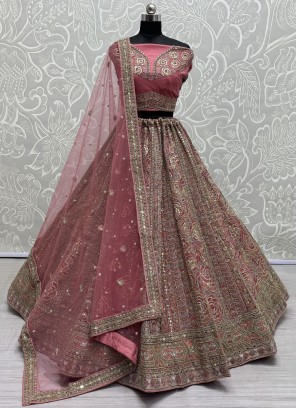 Hot Pink Net Trendy Lehenga Choli