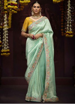 Ideal Kanjivaram Silk Aqua Blue Weaving Classic Saree