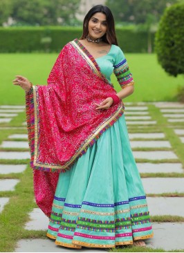 Immaculate Aqua Blue Mirror Readymade Lehenga Choli