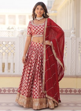 Immaculate Sequins Viscose Red Designer Lehenga Ch
