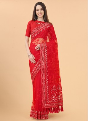 Impeccable Red Aari Traditional Saree