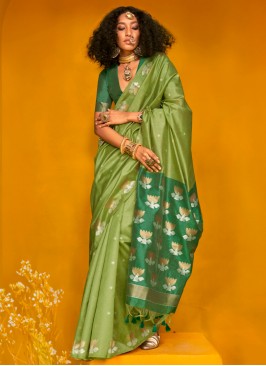 Impeccable Weaving Green Classic Saree