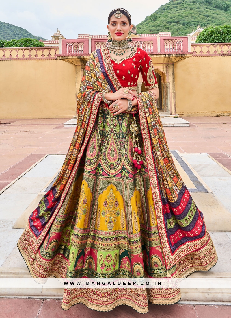 Buy Multi Colour Heavy Work Silk Trendy Lehenga Choli Online