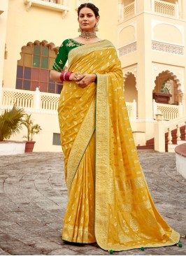 Imperial Yellow Reception Classic Saree