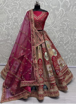 Imposing Red Long Choli Lehenga