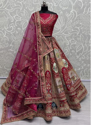 Imposing Red Long Choli Lehenga