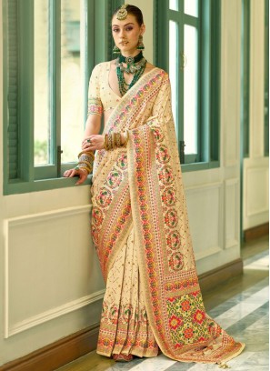 Impressive Cream Traditional Saree