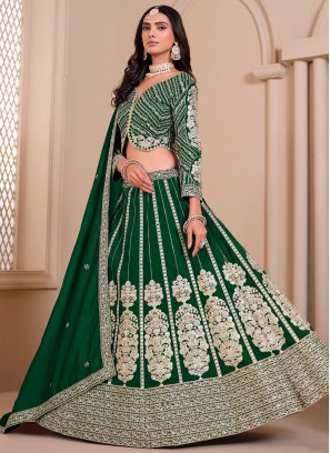 Impressive Green Sequins Trendy Lehenga Choli