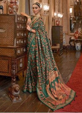 Impressive Green Weaving Patola Silk  Designer Saree