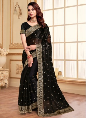 Incredible Black Zari Classic Saree