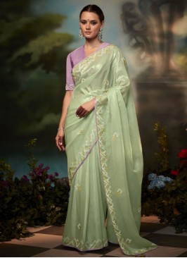 Incredible Fancy Green Fancy Fabric Contemporary Saree