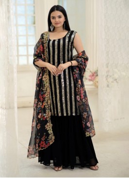 Innovative Georgette Black Embroidered Palazzo Sal