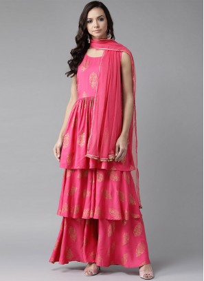 Innovative Print Pink Designer Salwar Kameez