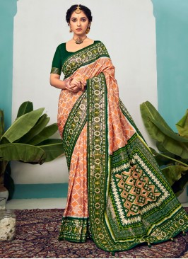 Integral Cotton Silk Peach Contemporary Saree