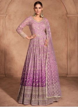 Integral Purple Floor Length Trendy Gown