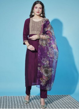 Integral Silk Embroidered Pant Style Suit