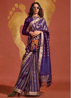 Integral Weaving Viscose Purple Trendy Saree