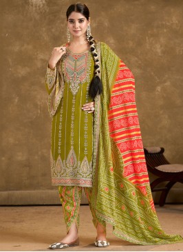 Intriguing Chinon Embroidered Salwar Kameez