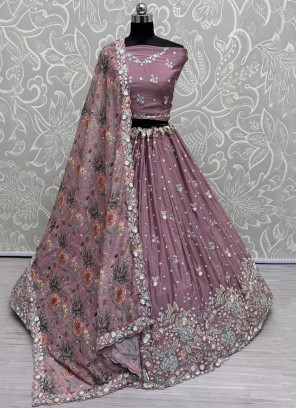 Intrinsic Chinon Purple Fancy Trendy Lehenga Choli