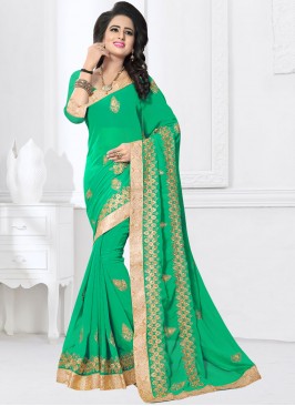 Intrinsic Embroidered Faux Georgette Green Classic