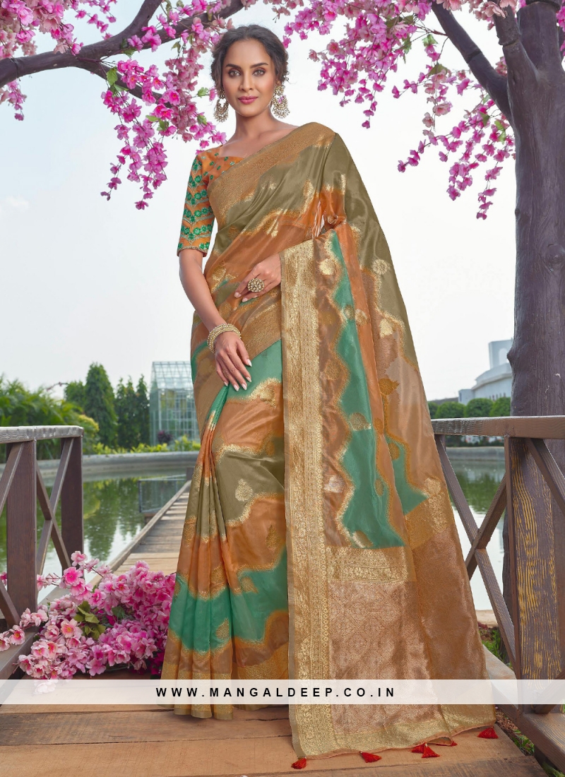 Buy Multicolor Saree Fabricated In Satin With Abstract Print