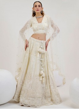 Invigorating Thread Off White Readymade Lehenga Choli