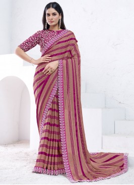 Irresistible Brown and Purple Trendy Saree