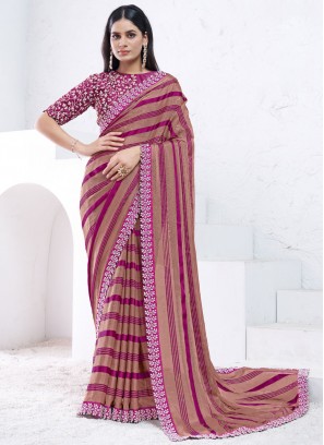 Irresistible Brown and Purple Trendy Saree