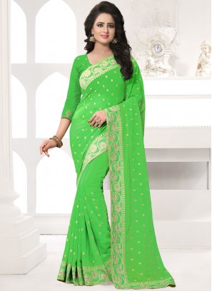 Irresistible Green Designer Saree